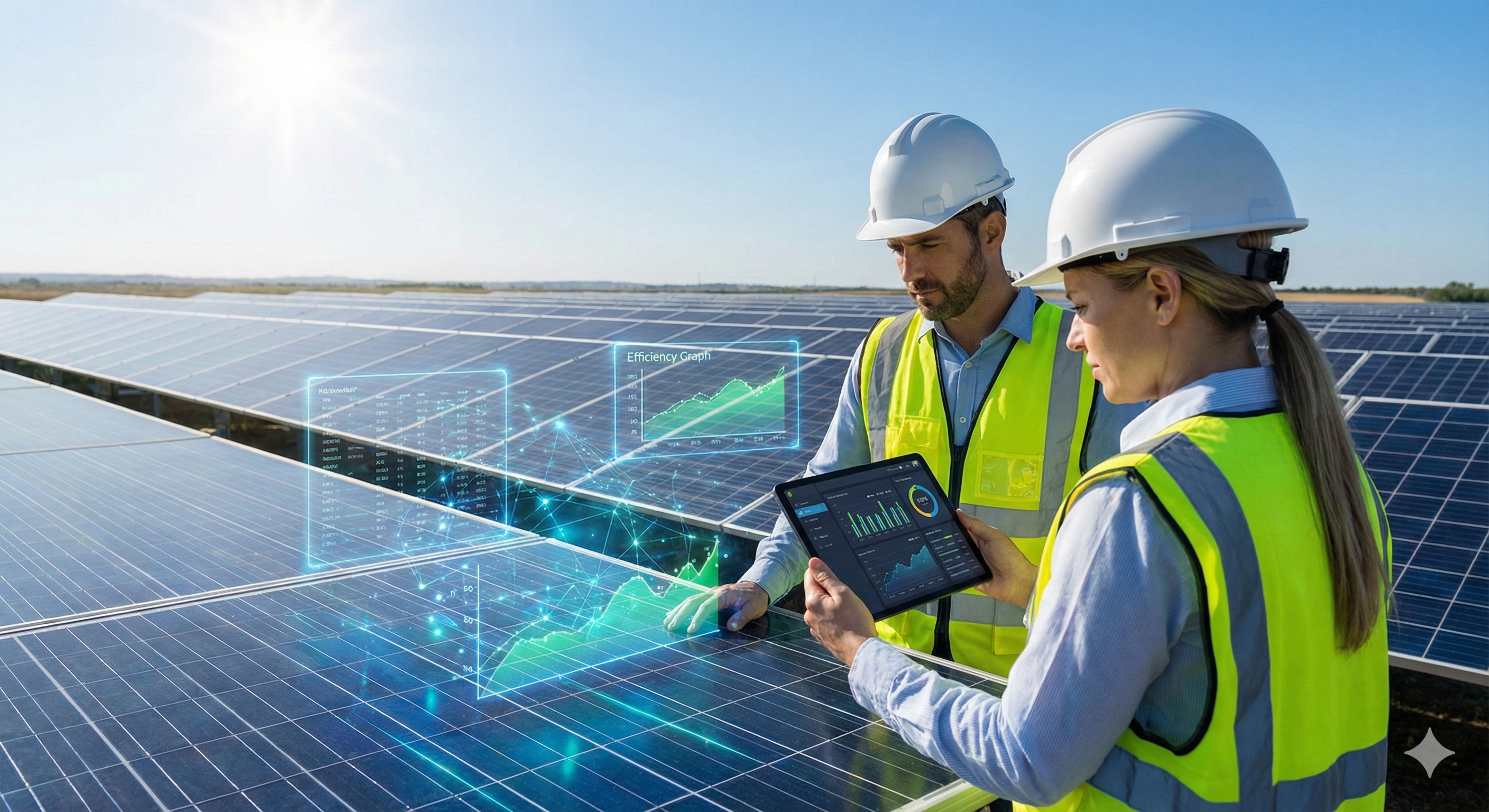 Ingenieros supervisando instalación de paneles solares